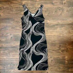 Charlotte Russe Dress Sleeveless Black & White Swirl Made in USA Women’s Size L